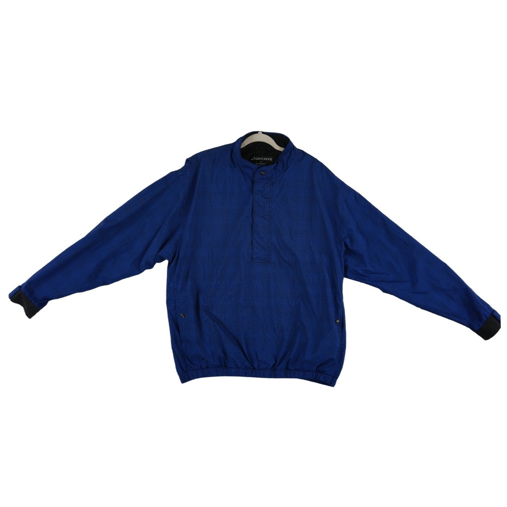 FootJoy DryJoys Windbreaker Top Men's Size XL Blue Check Golf Pullover Jacket